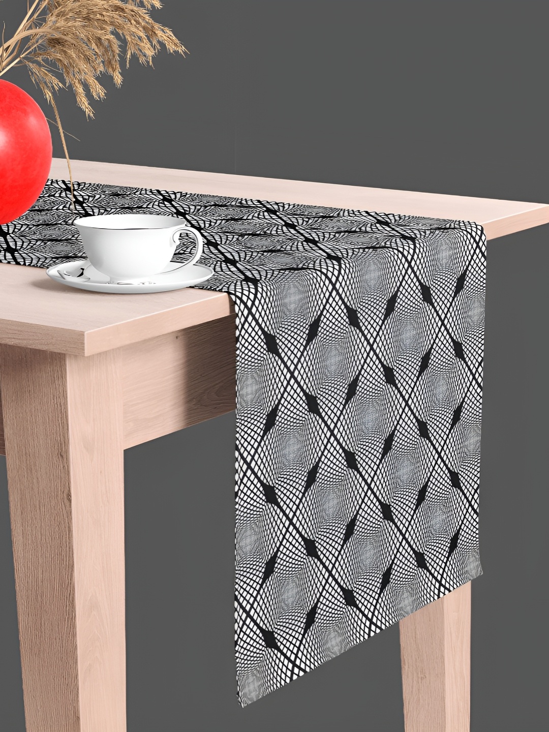 

ArtzFolio Black & White Abstract Printed Rectangular Velvet Table Runner