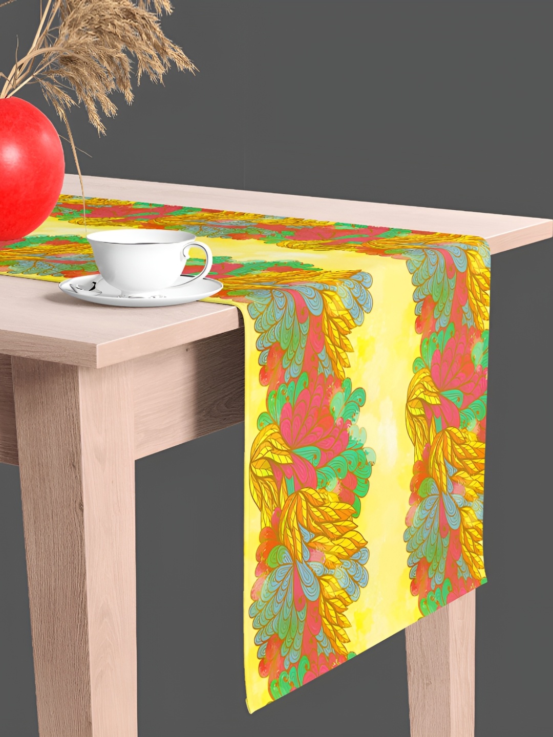

ArtzFolio Yellow and Green Velvet Dining Center Table Runner