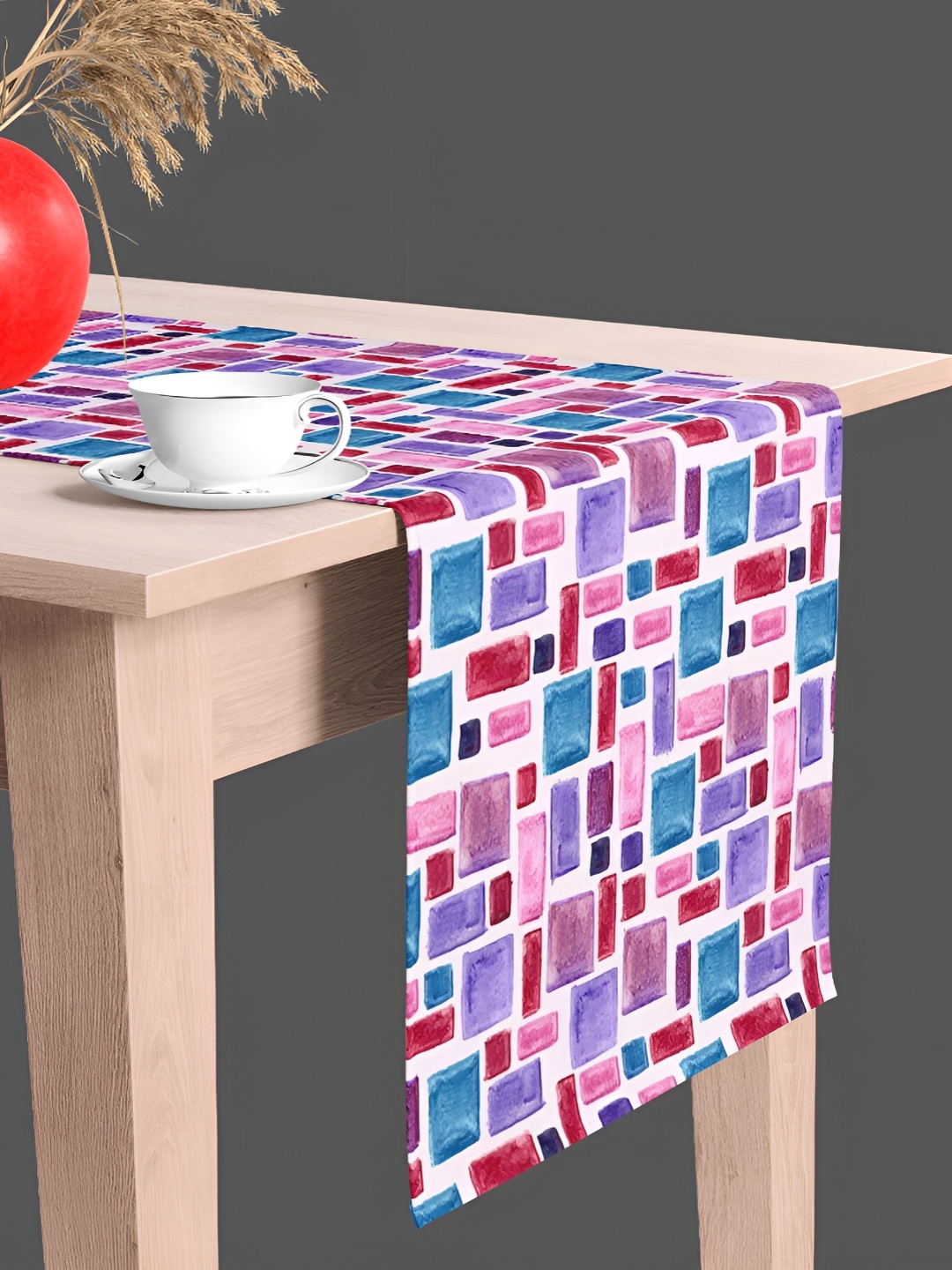 

ArtzFolio Pink & Blue Geometric Printed Velvet Rectangle Table Runner