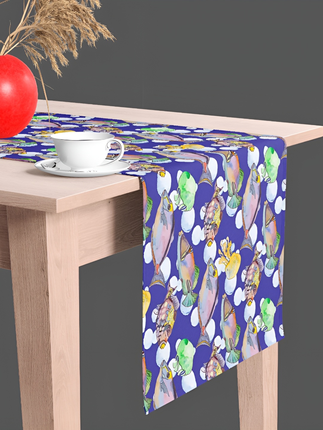

ArtzFolio Blue & White Fish Printed Rectangular Shaped Table Runner