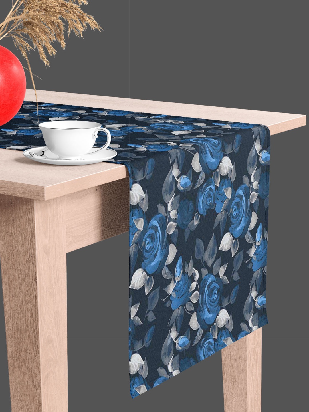 

ArtzFolio Navy Blue & White Floral Printed Table Runner