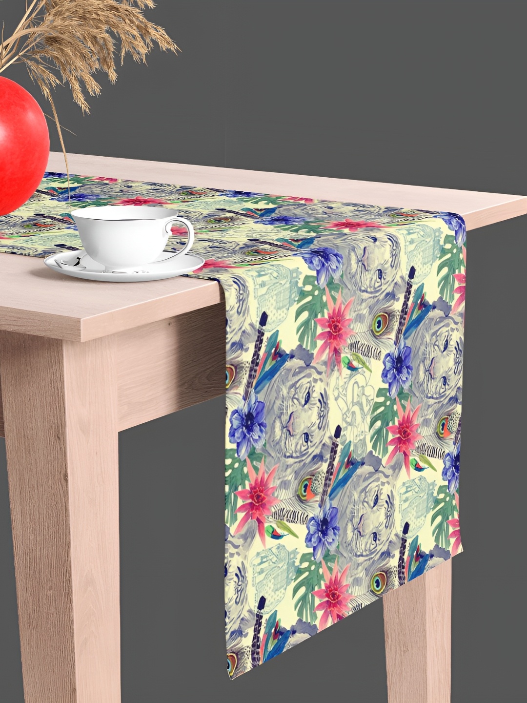 

ArtzFolio Yellow & Blue Tropical Digital Printed Velvet Table Runner