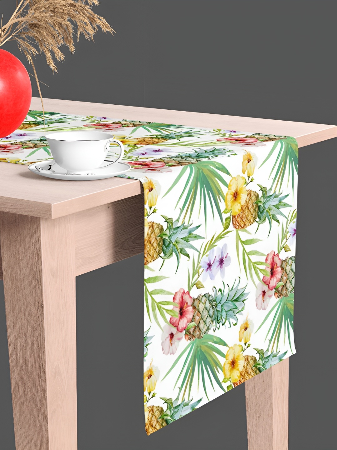 

ArtzFolio White & Green Tropical Digital Printed Velvet Table Runner