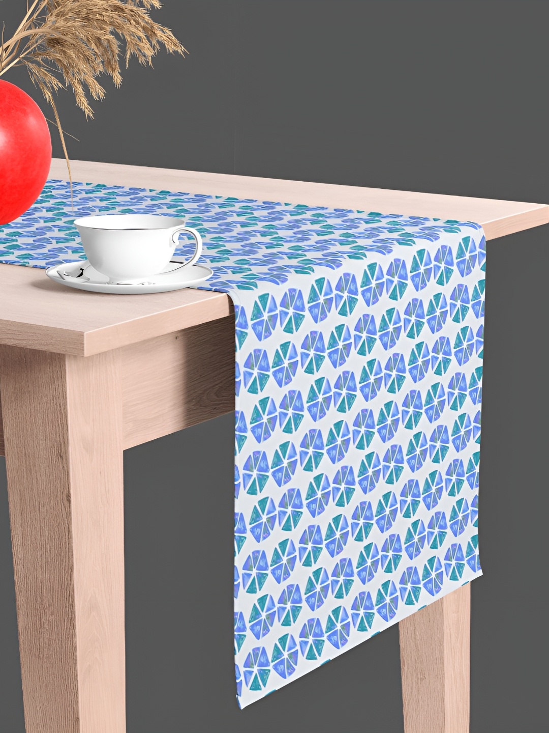 

ArtzFolio White & Blue Printed Table Runner