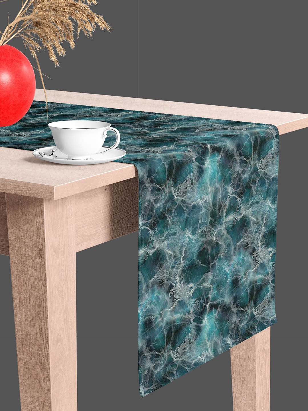 

ArtzFolio Teal & White Printed Table Runner