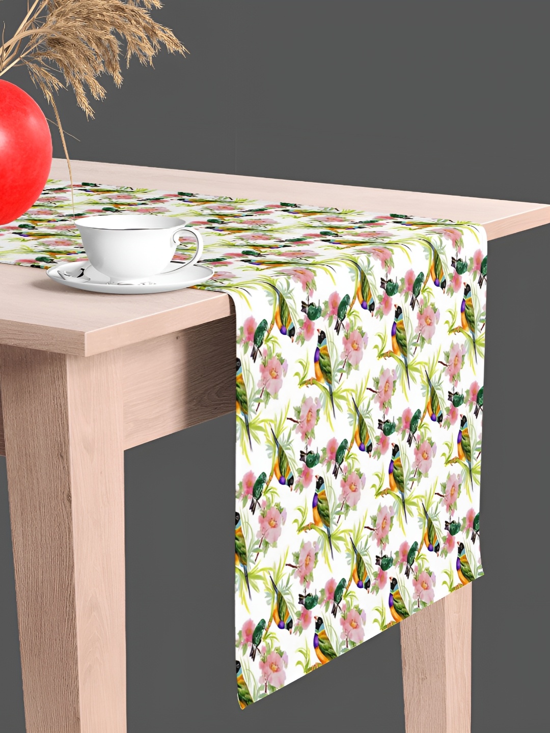 

ArtzFolio Green & Pink Floral Printed Table Runner