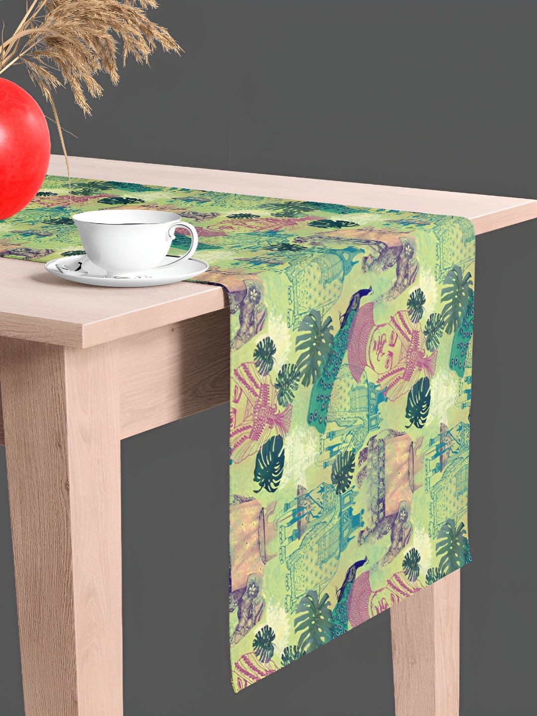 

ArtzFolio Floral Printed Table Runner, Green