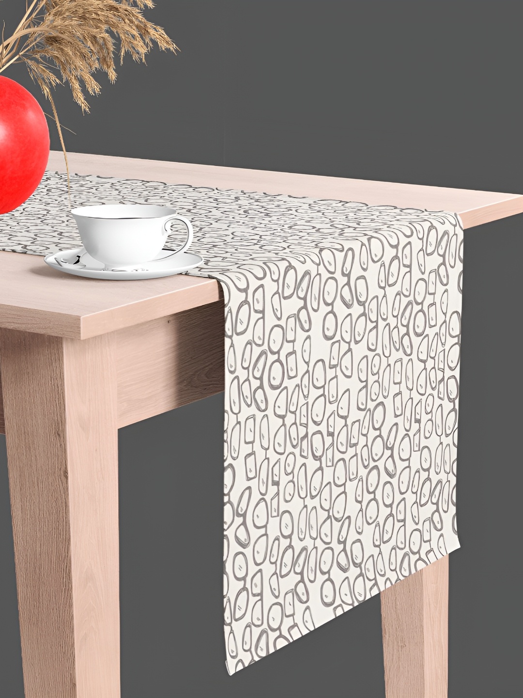 

ArtzFolio White & Grey Digital Printed Velvet Table Runner