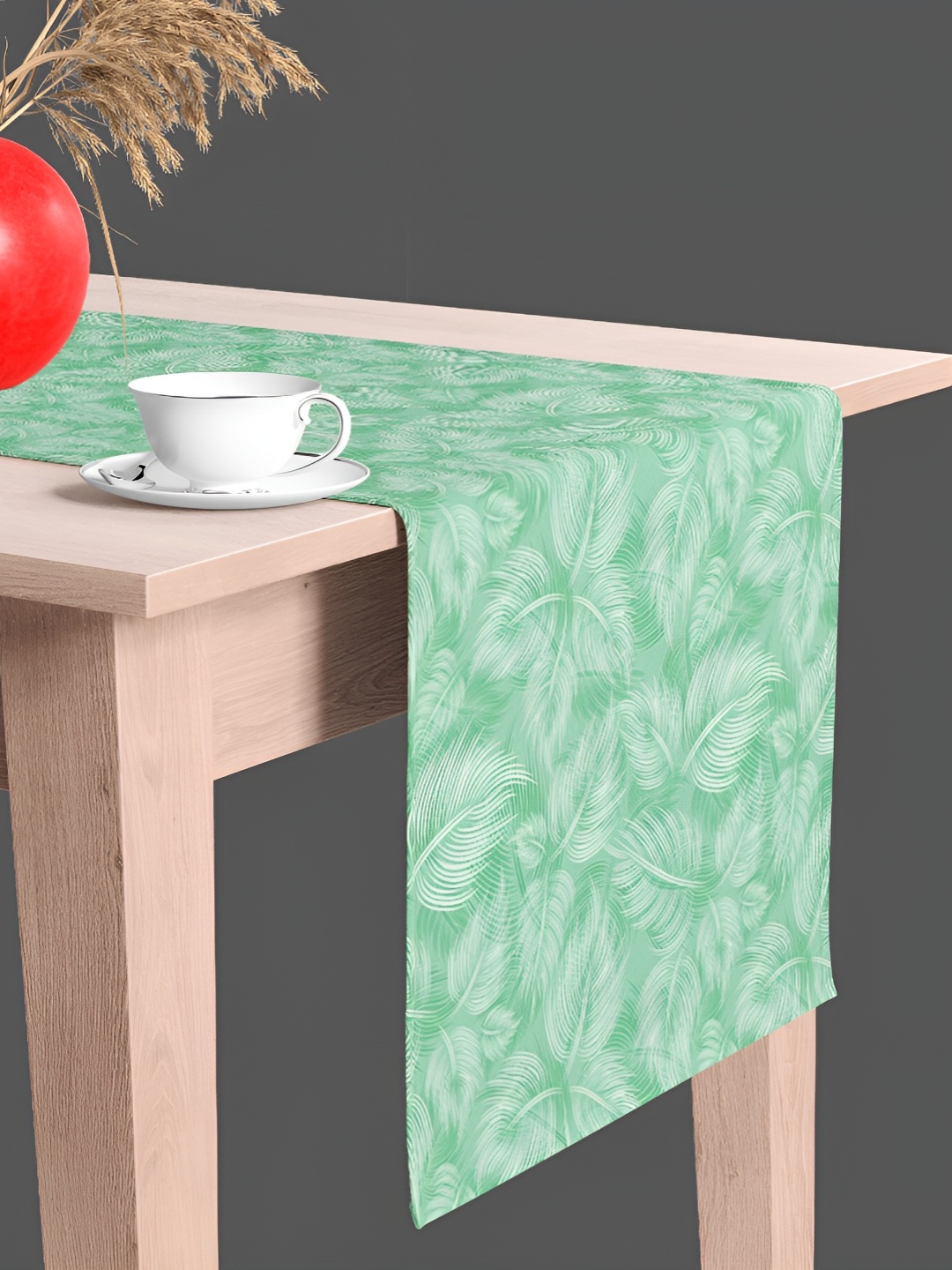 

ArtzFolio Green & White Floral Printed Velvet Table Runner