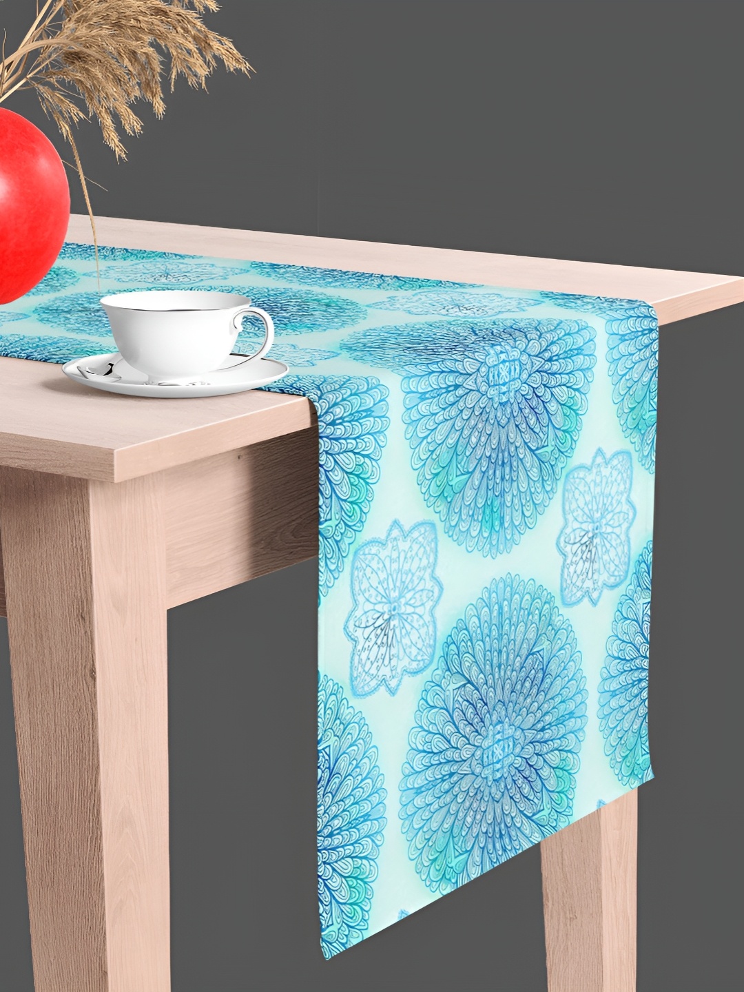 

ArtzFolio Blue & Green Floral Printed Velvet Table Runner
