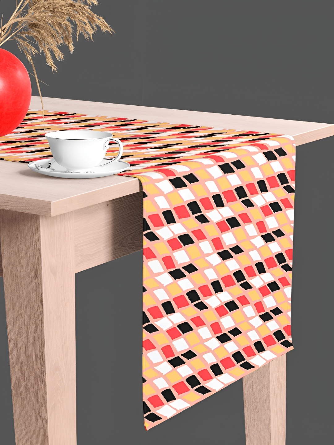 

ArtzFolio Peach & Black Printed Table Runner