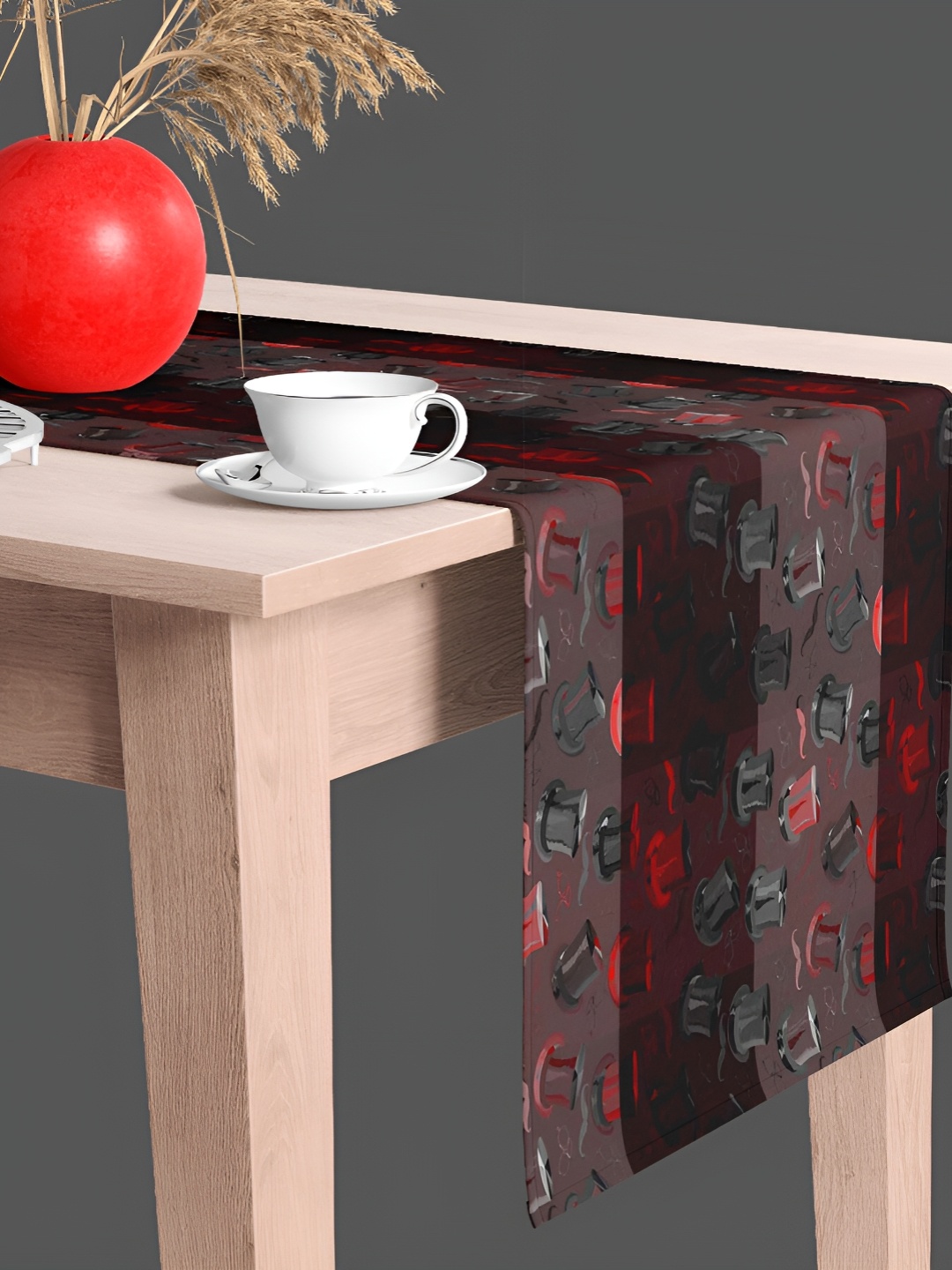 

ArtzFolio Brown and Black Velvet Dining Center Table Runner, Maroon