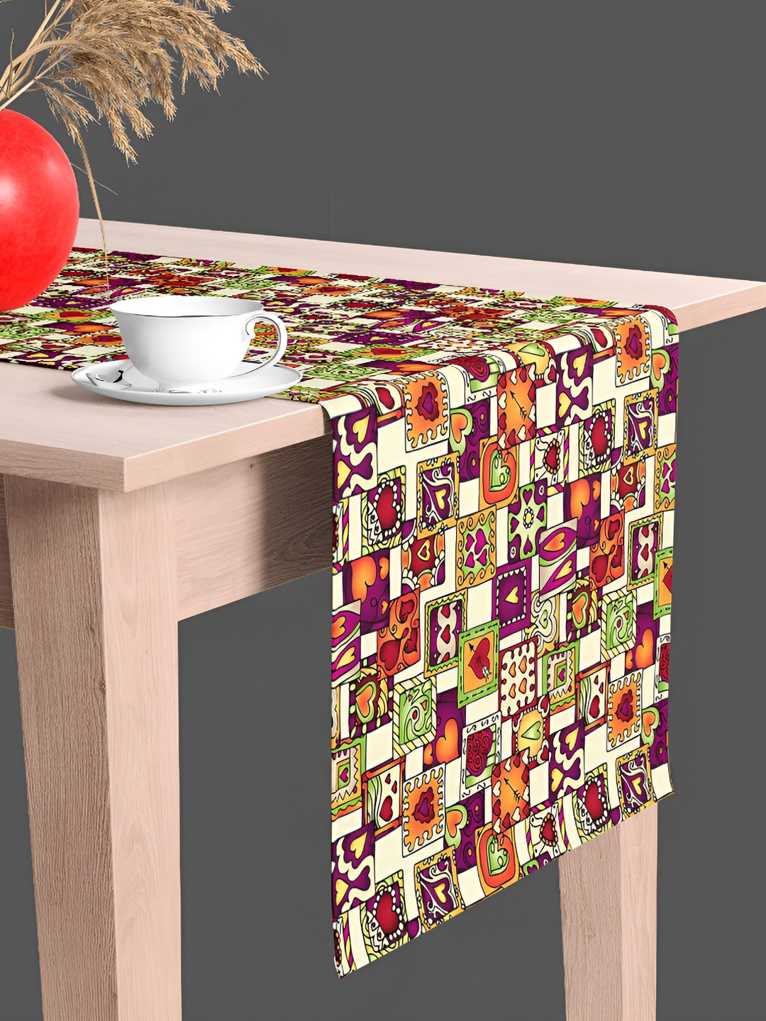 

ArtzFolio Green & Red Quirky Printed Table Runner