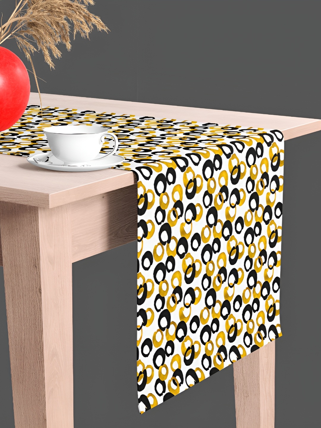 

ArtzFolio White & Black Geometric Print Velvet Dining Table Runner