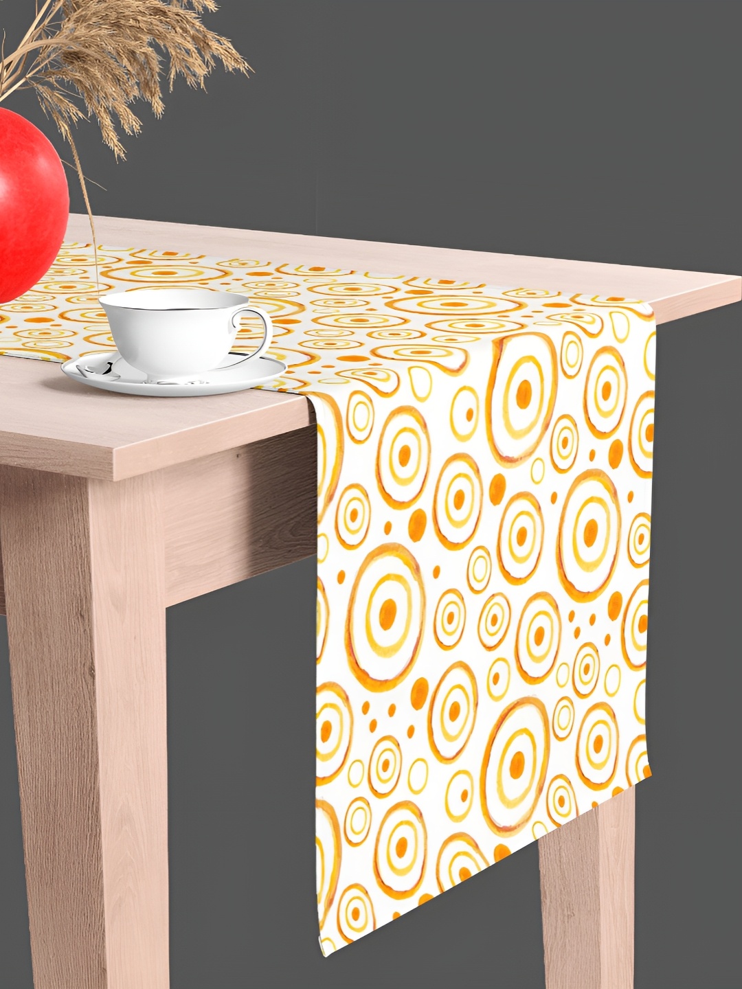 

ArtzFolio White & Orange Geometric Printed Rectangle Table Runner