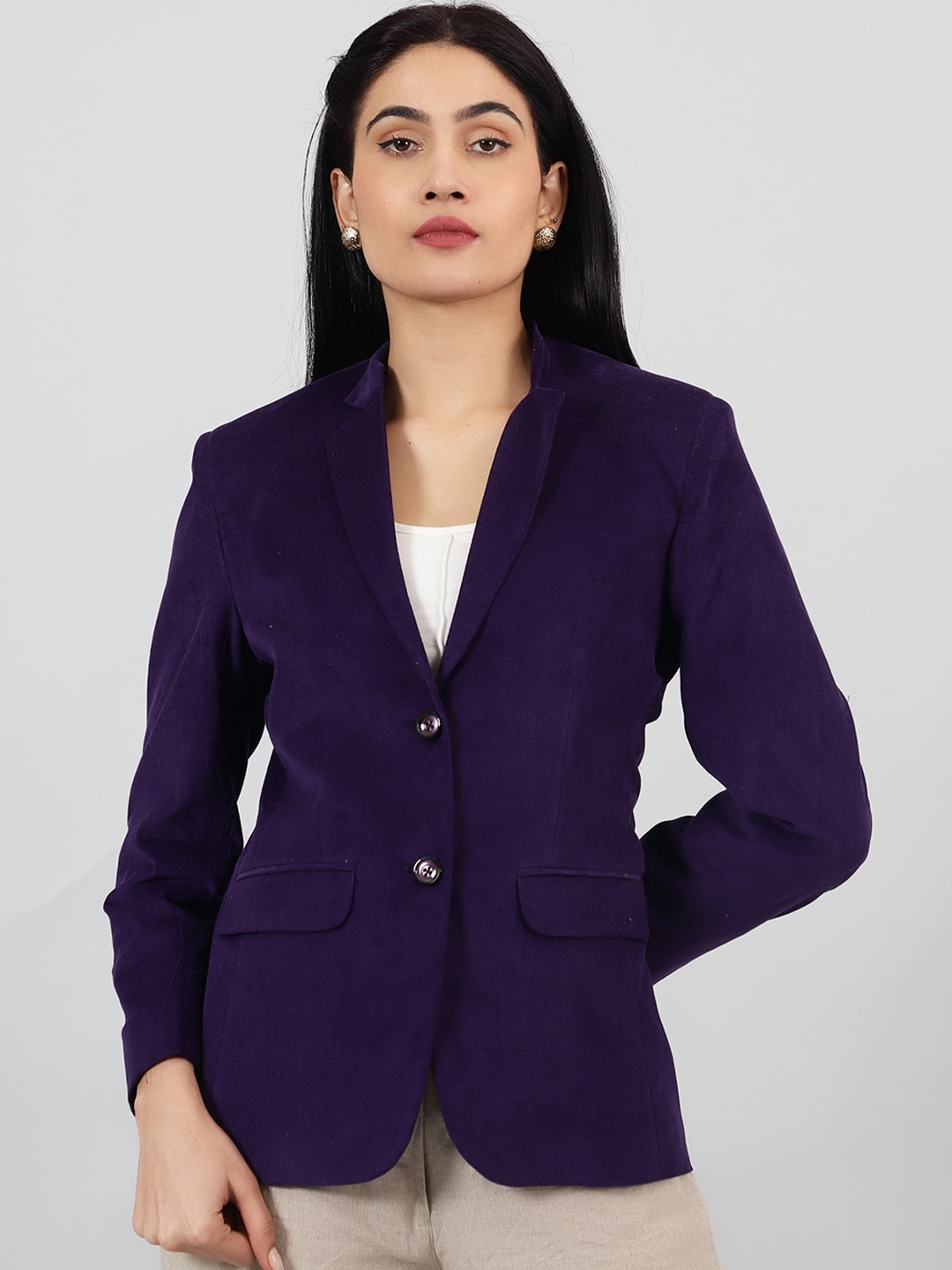 

Talethread Cotton Single Breasted Blazer, Purple