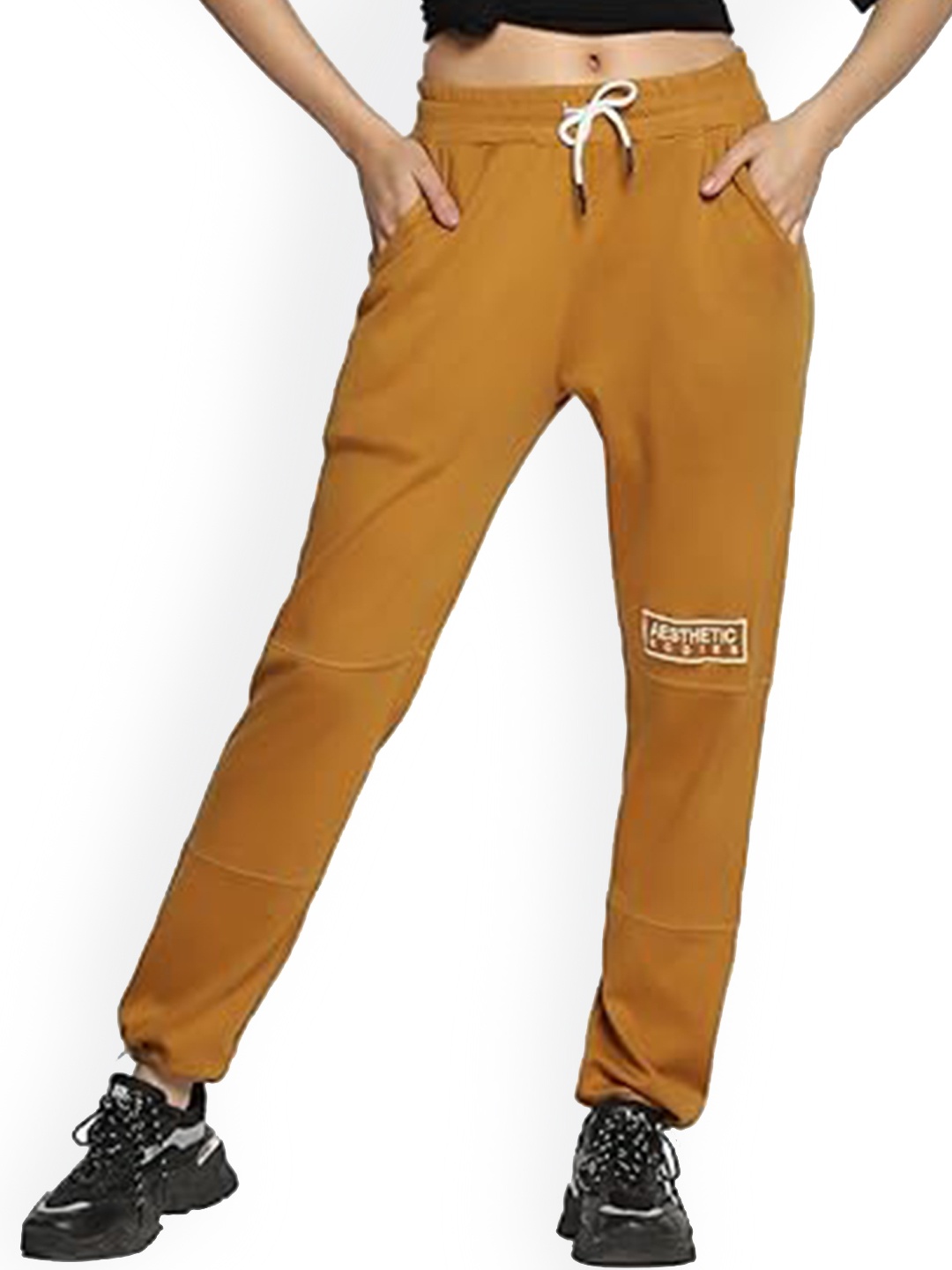 

Aesthetic Bodies Women Relaxed-Fit Cotton Track Pants, Mustard
