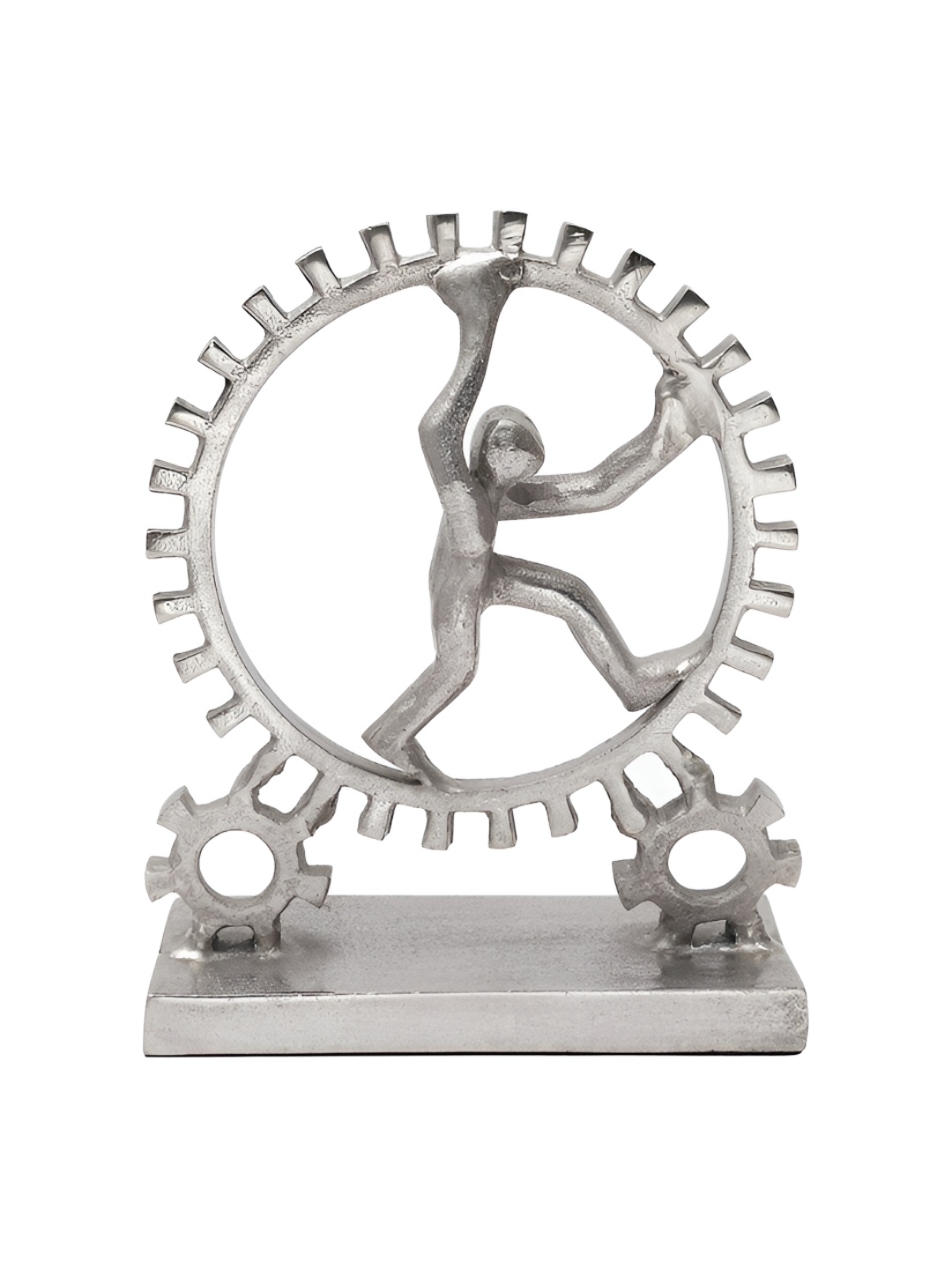 CASA DECOR Grey Grease & Groove Metal Curio Showpiece