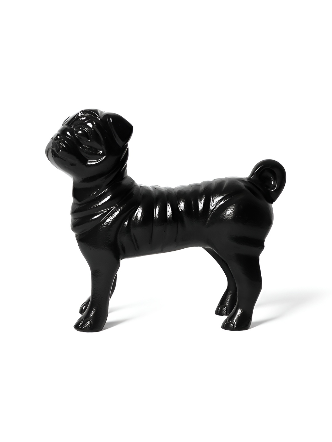 

CASA DECOR Black Abstract Docile Pug Metal Curio Showpiece