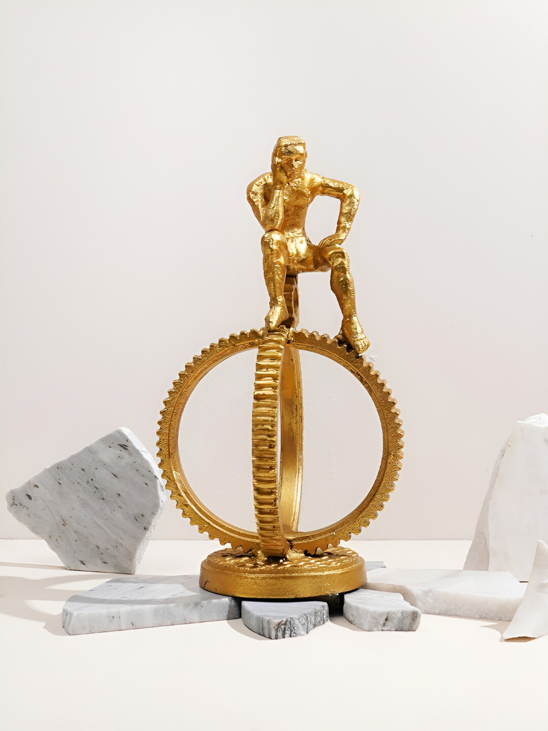 

CASA DECOR Gold-Toned The Thinking Man Sculptures Curio Showpiece
