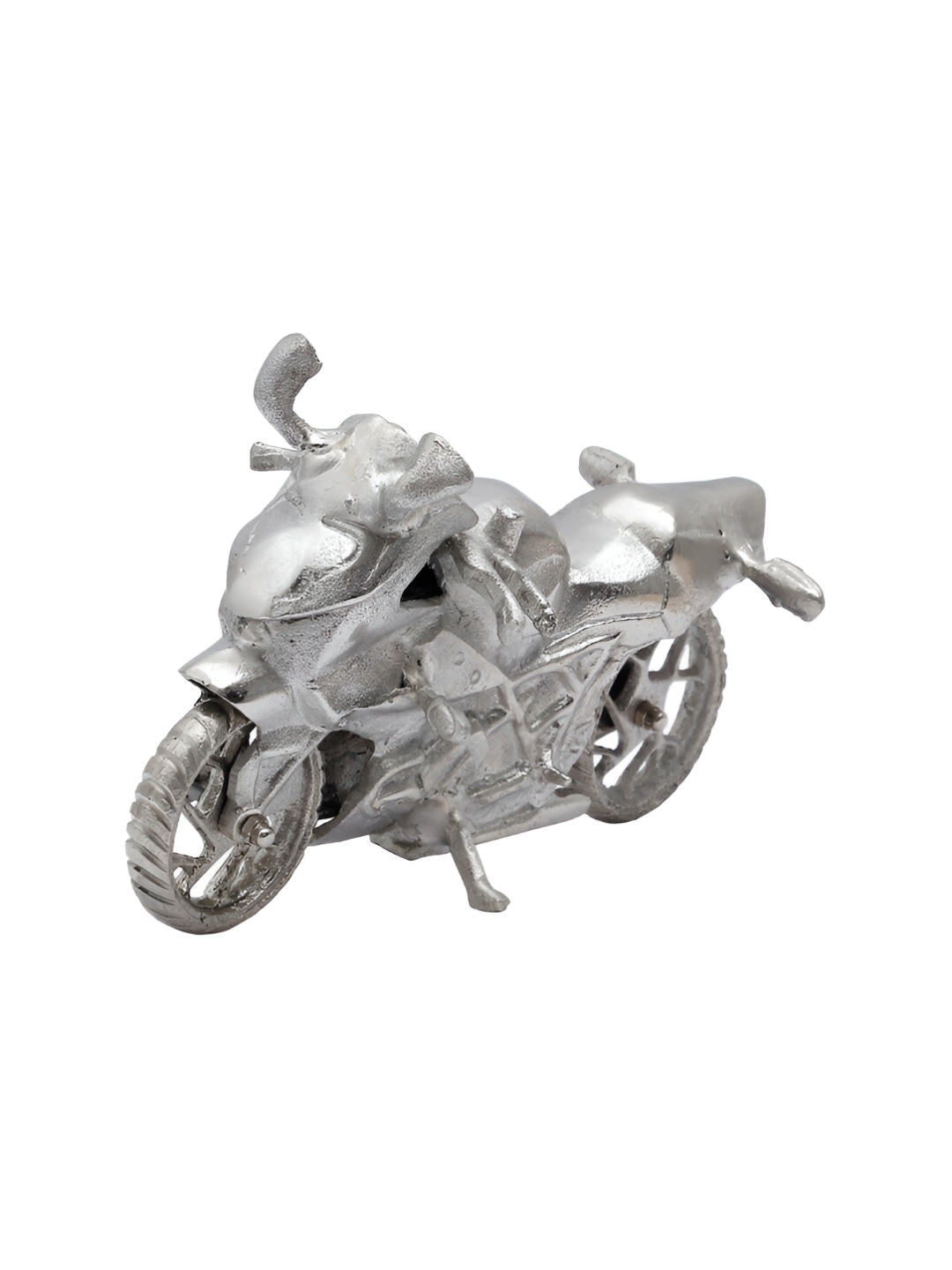 

CASA DECOR Silver-Toned Motorcycle Artifact Curio Showpiece
