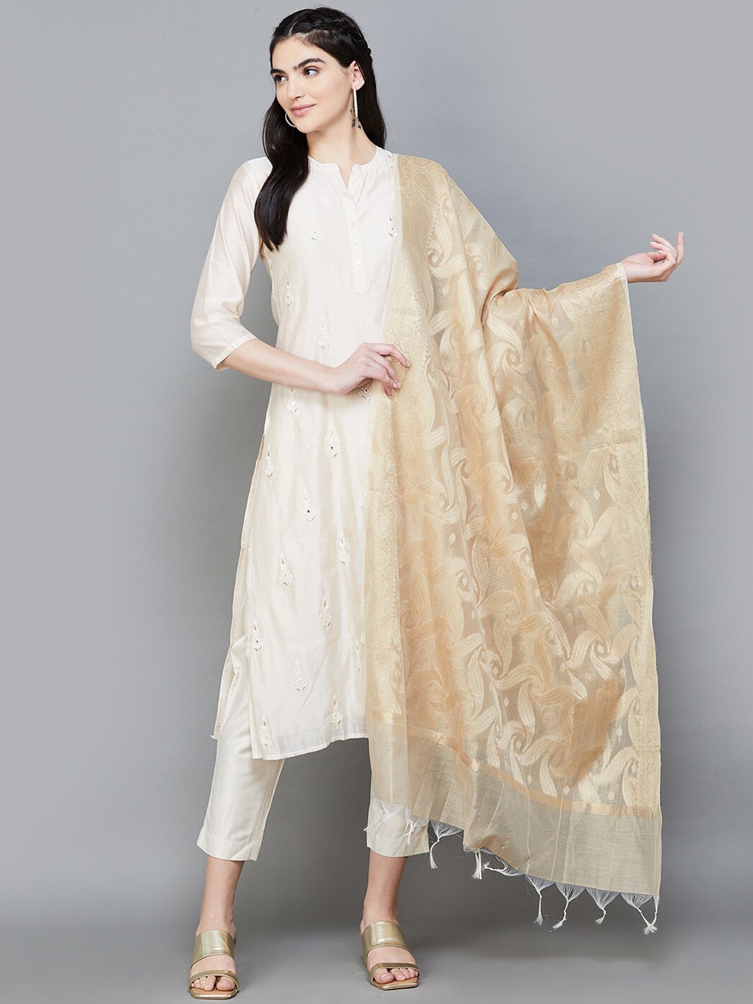 

Melange by Lifestyle Printed Dupatta, Gold