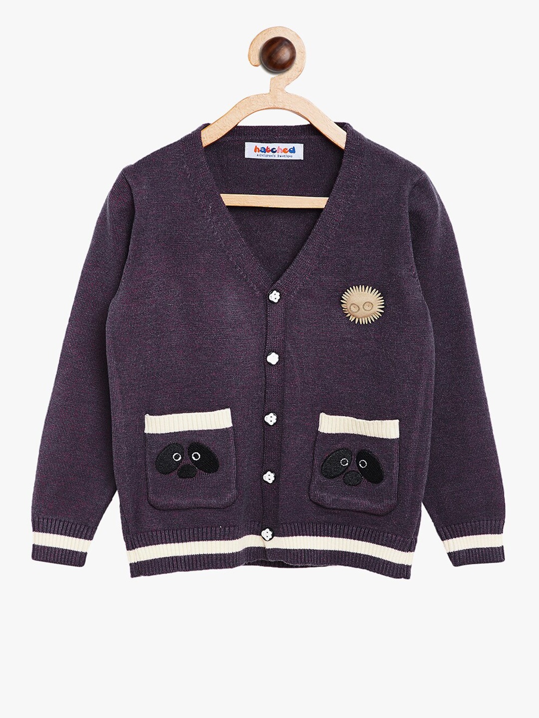 

BAESD Kids V-Neck Long Sleeves Quirky Woollen Cardigan Sweater, Purple