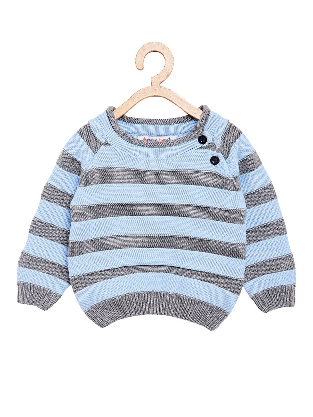 

BAESD Kids Striped Ribbed Round Neck Long Sleeves Woollen Pullover Sweater, Blue