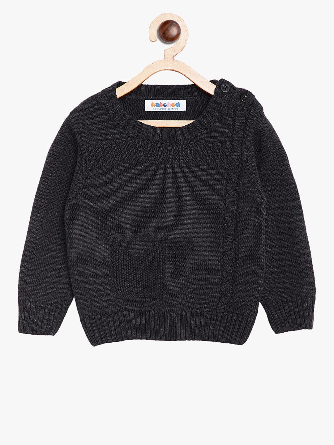 

BAESD Kids Cable Knit Round Neck Long Sleeves Woollen Pullover Sweater, Black