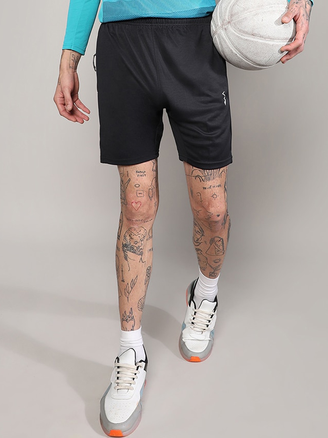 

Campus Sutra Men Denim Running Sports Shorts, Black