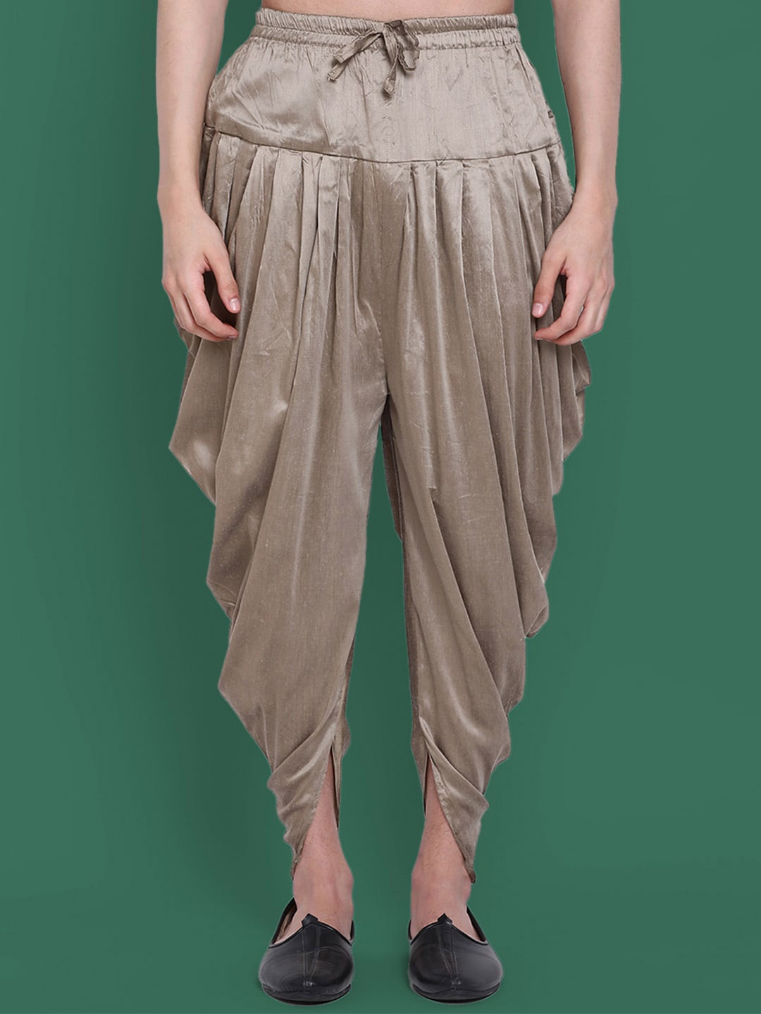 

Sangria Men Loose Fit Cowl Dhoti Pants, Olive