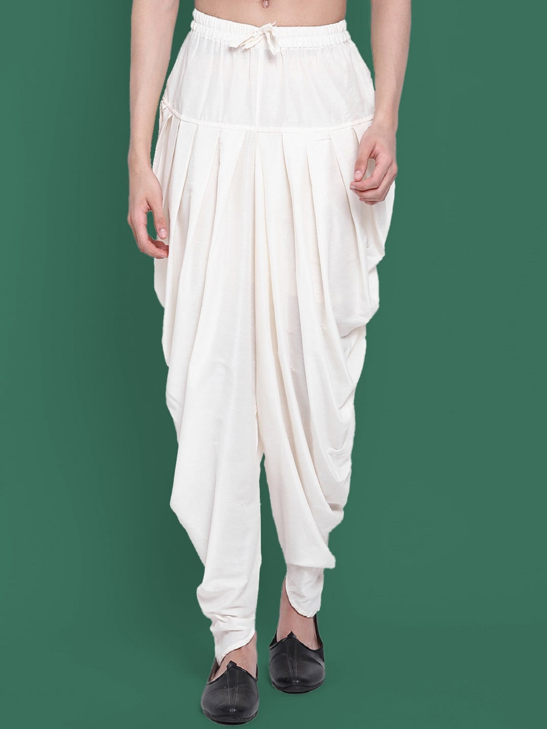 

Sangria Men Loose Fit Cowl Dhoti Pants, Off white