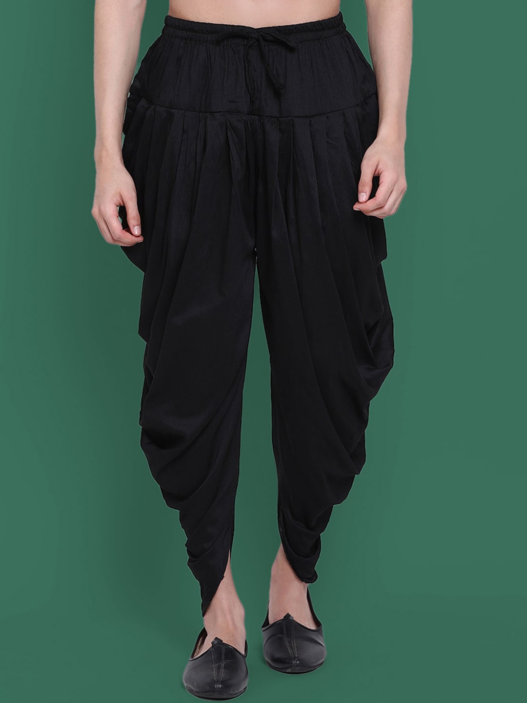 

Sangria Men Loose Fit Cowl Dhoti Pants, Black