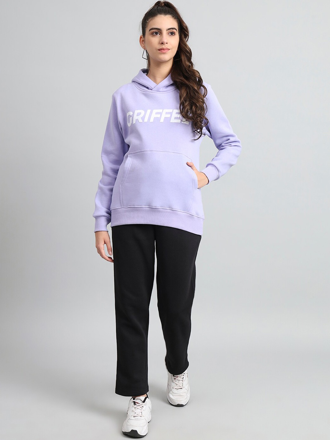 

GRIFFEL Typography Printed Hood Sweatshirt & Track Pant, Mauve