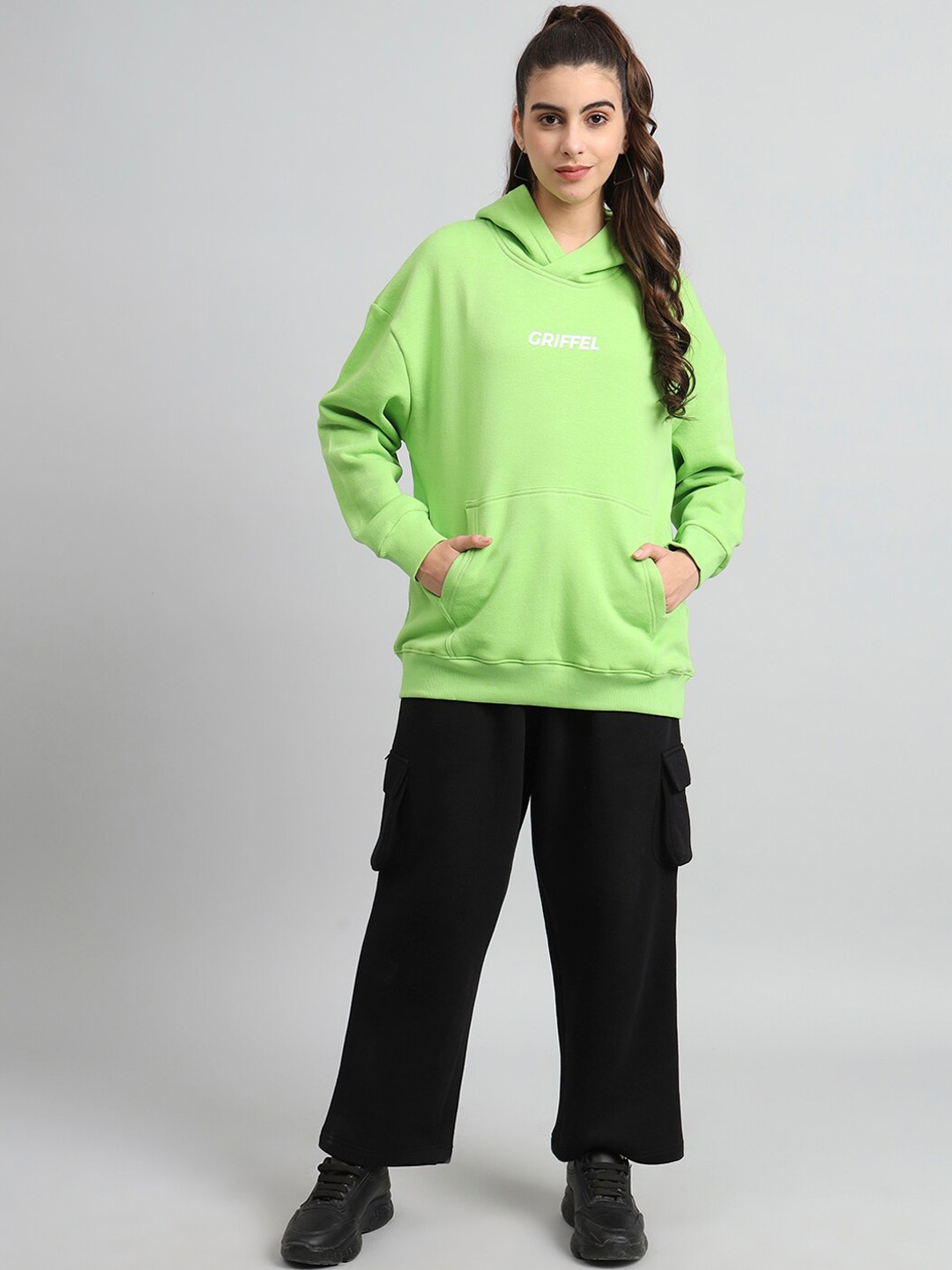 

GRIFFEL Hooded Fleece Cotton Sweatshirt With Trousers, Green