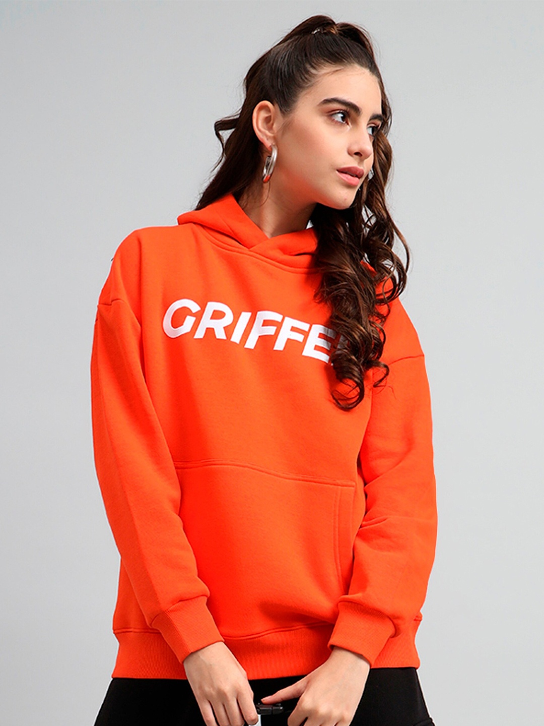

GRIFFEL Women Printed Sweatshirt, Orange