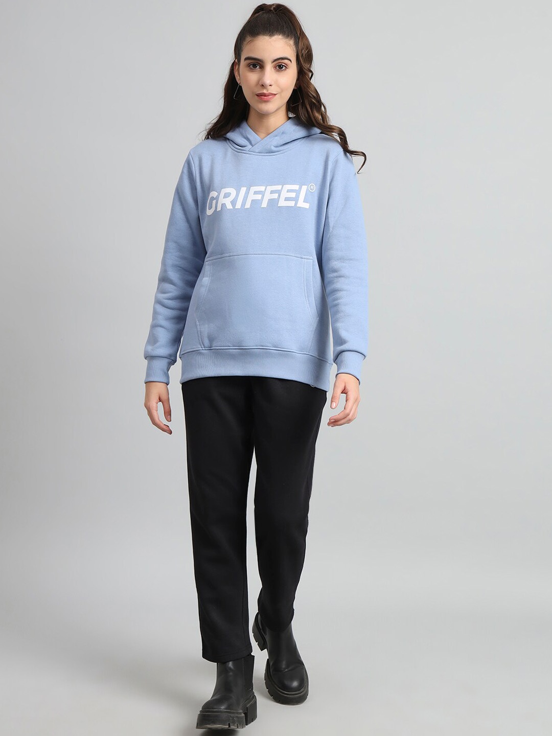 

GRIFFEL Hooded Fleece Cotton Sweatshirt With Trousers, Blue