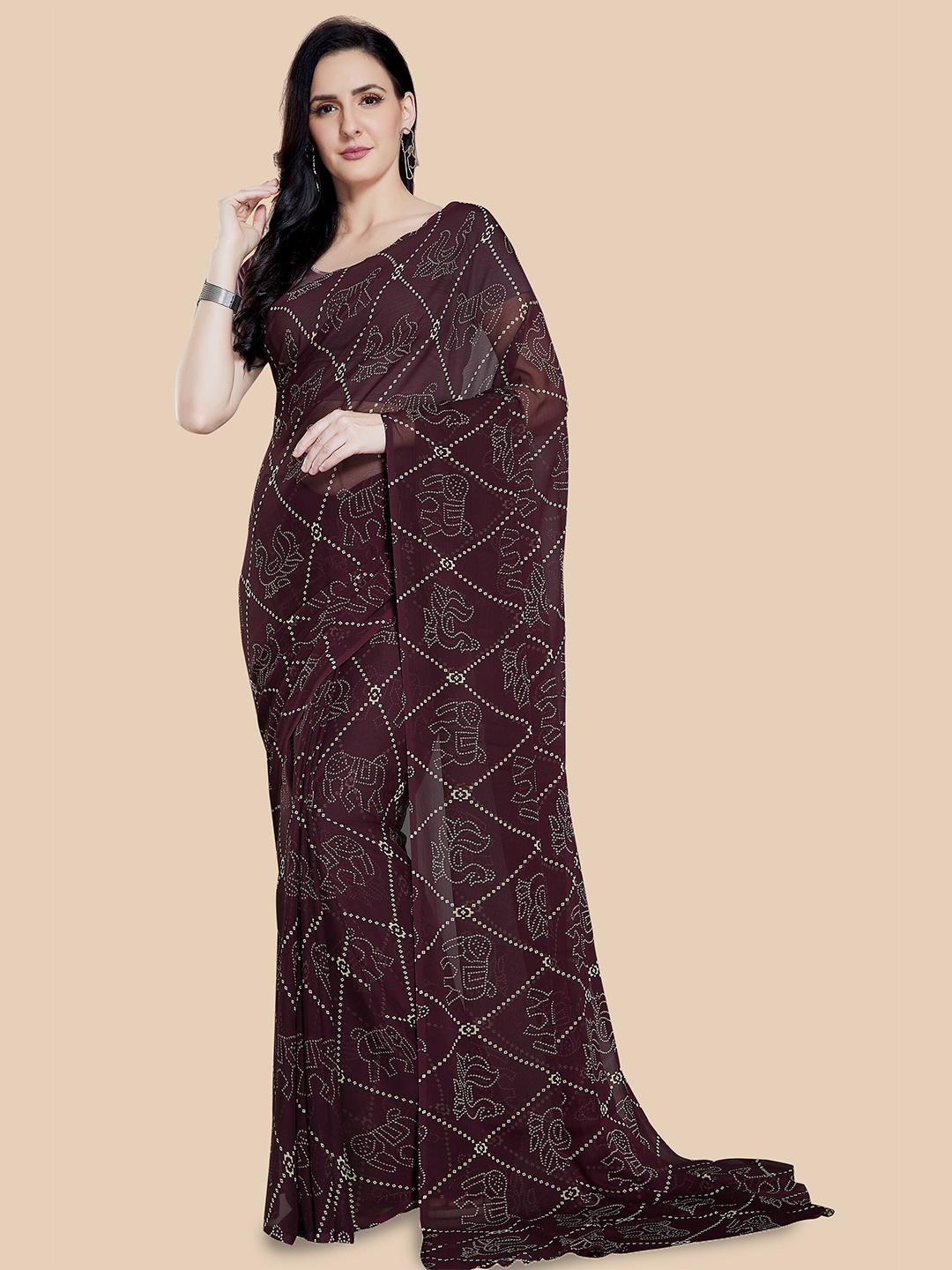 

Rani Saahiba Bandhani Printed Saree, Purple