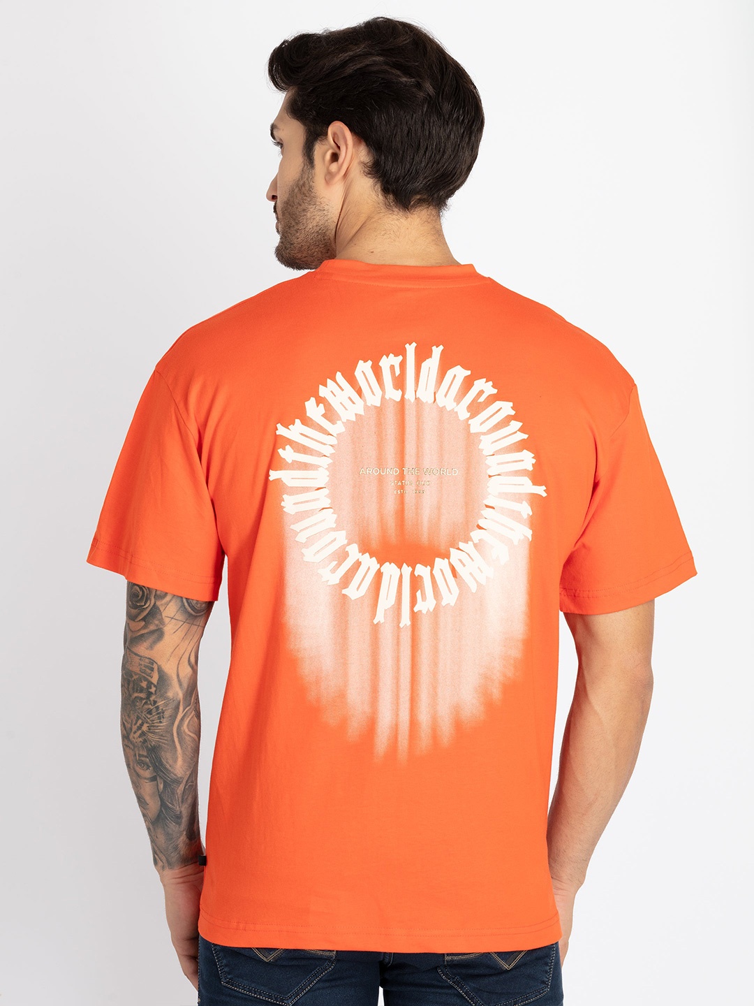 

Status Quo Men Pure Cotton Applique T-shirt, Orange