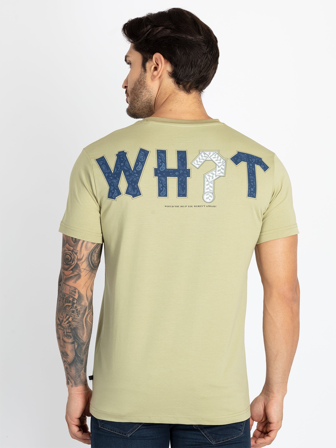 

Status Quo Men Typography Printed Applique T-shirt, Olive