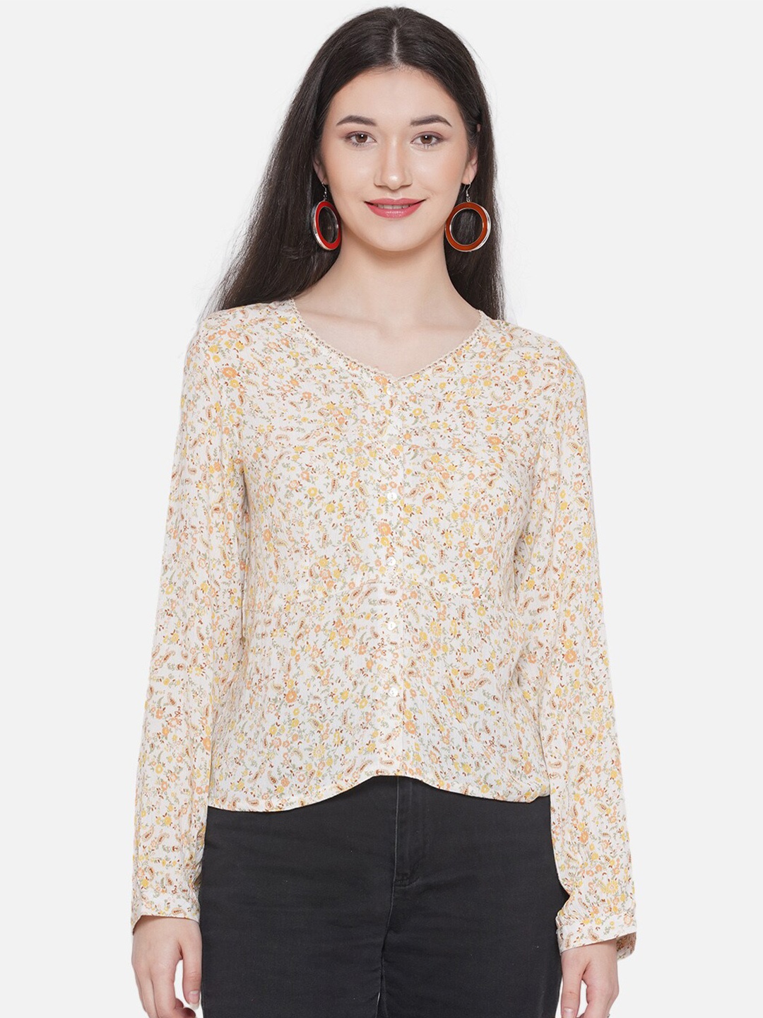 

KALINI Floral Print Top, Yellow