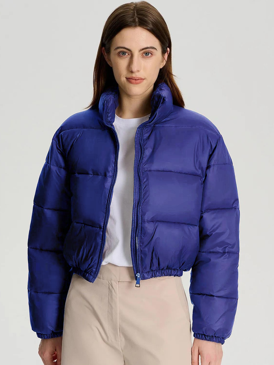 

Kotty Mock Collar Crop Puffer Jacket, Blue