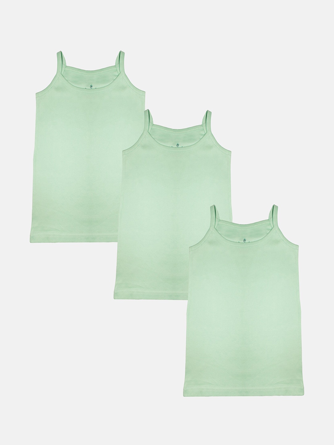

KiddoPanti Girls Pack Of 3 Pure Cotton Camisole, Green