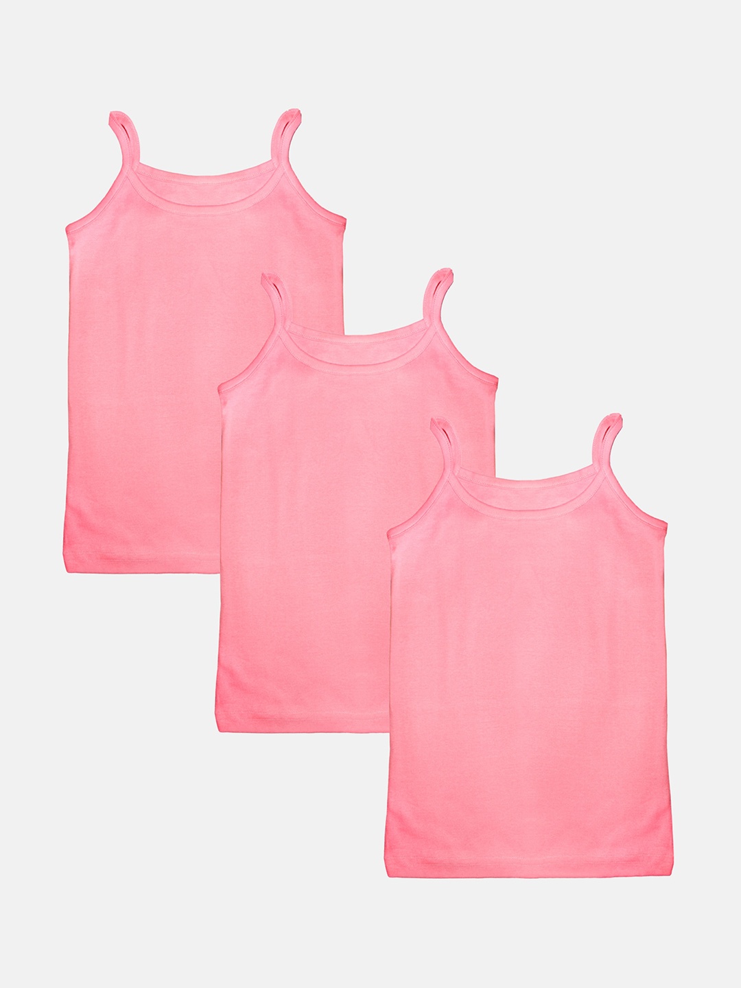 

KiddoPanti Girls Solid Pack Of 3 Pure Camisoles, Pink