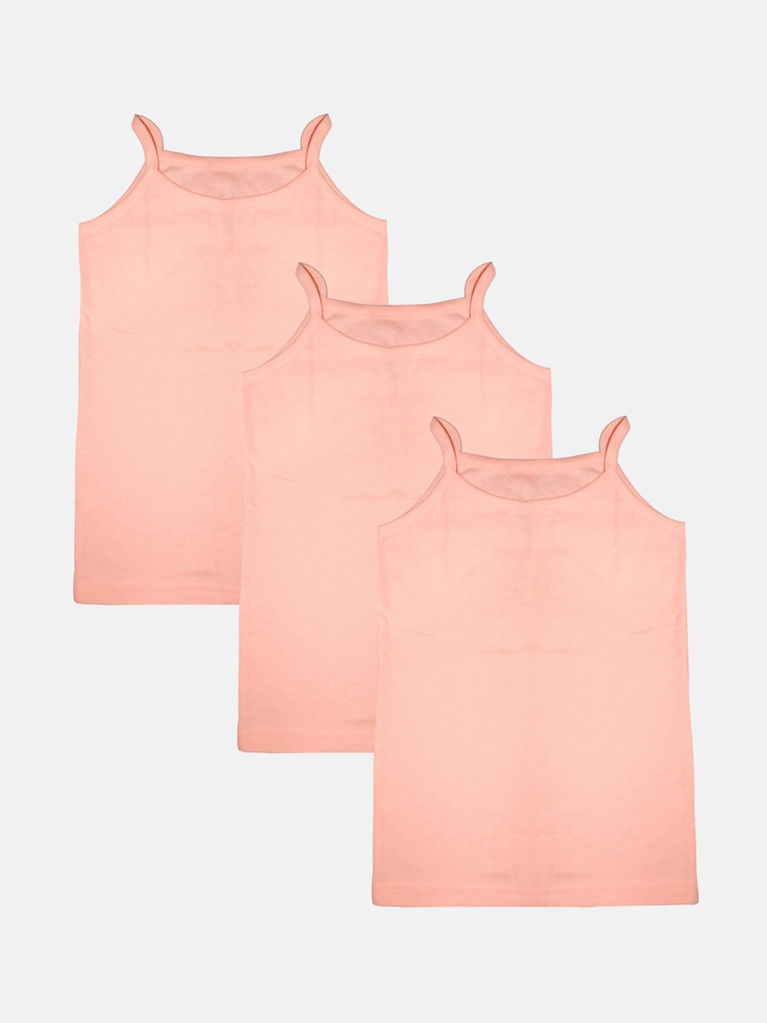 

KiddoPanti Girls Pack Of 3 Pure Cotton Camisole, Peach