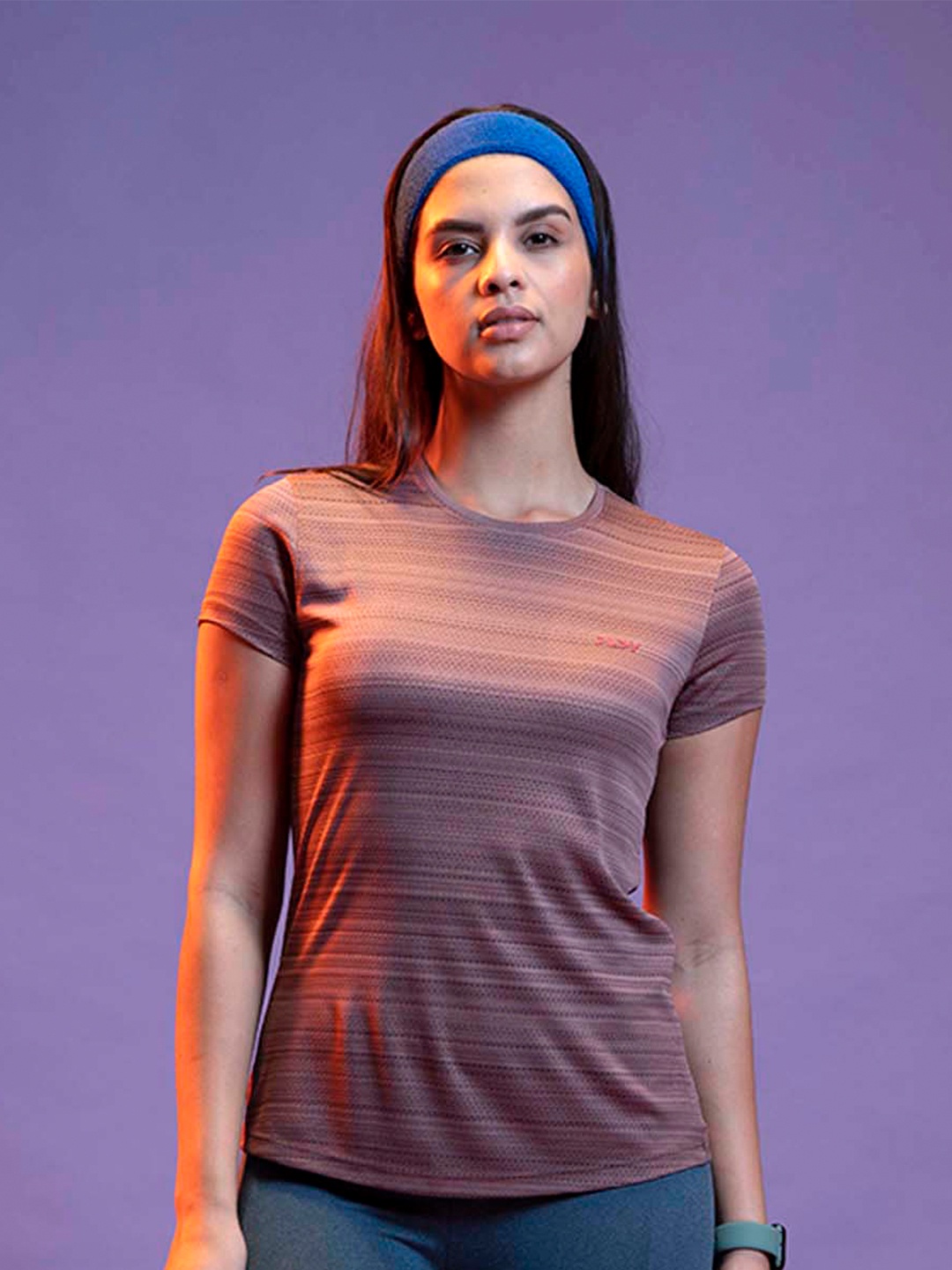 

LYRA Women Striped Pockets T-shirt, Brown