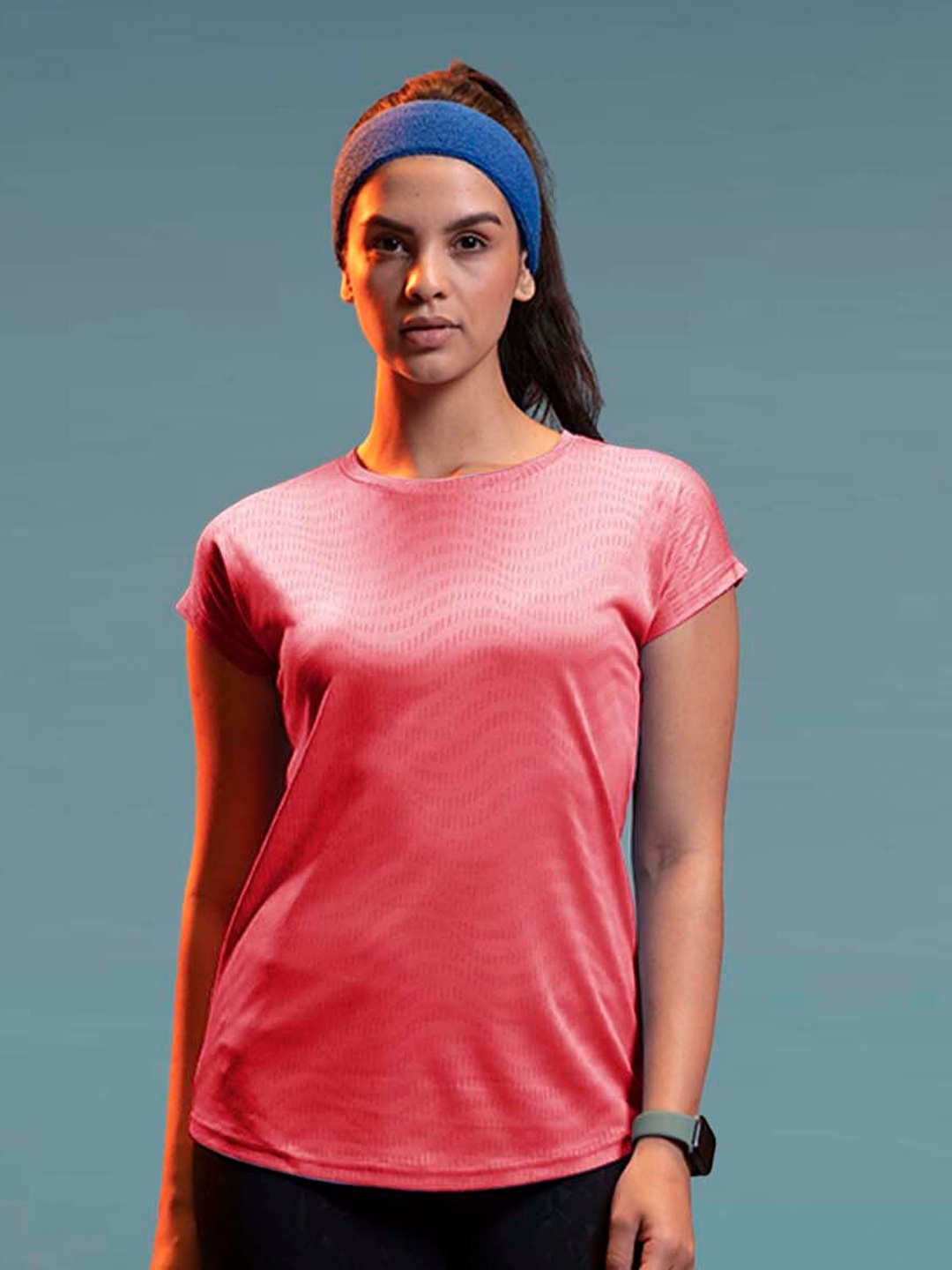 

LYRA Women Floral Hooded Pockets T-shirt, Coral