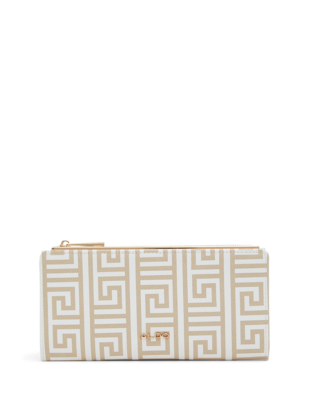 

ALDO Women Geometric Printed Two Fold Wallet, Beige