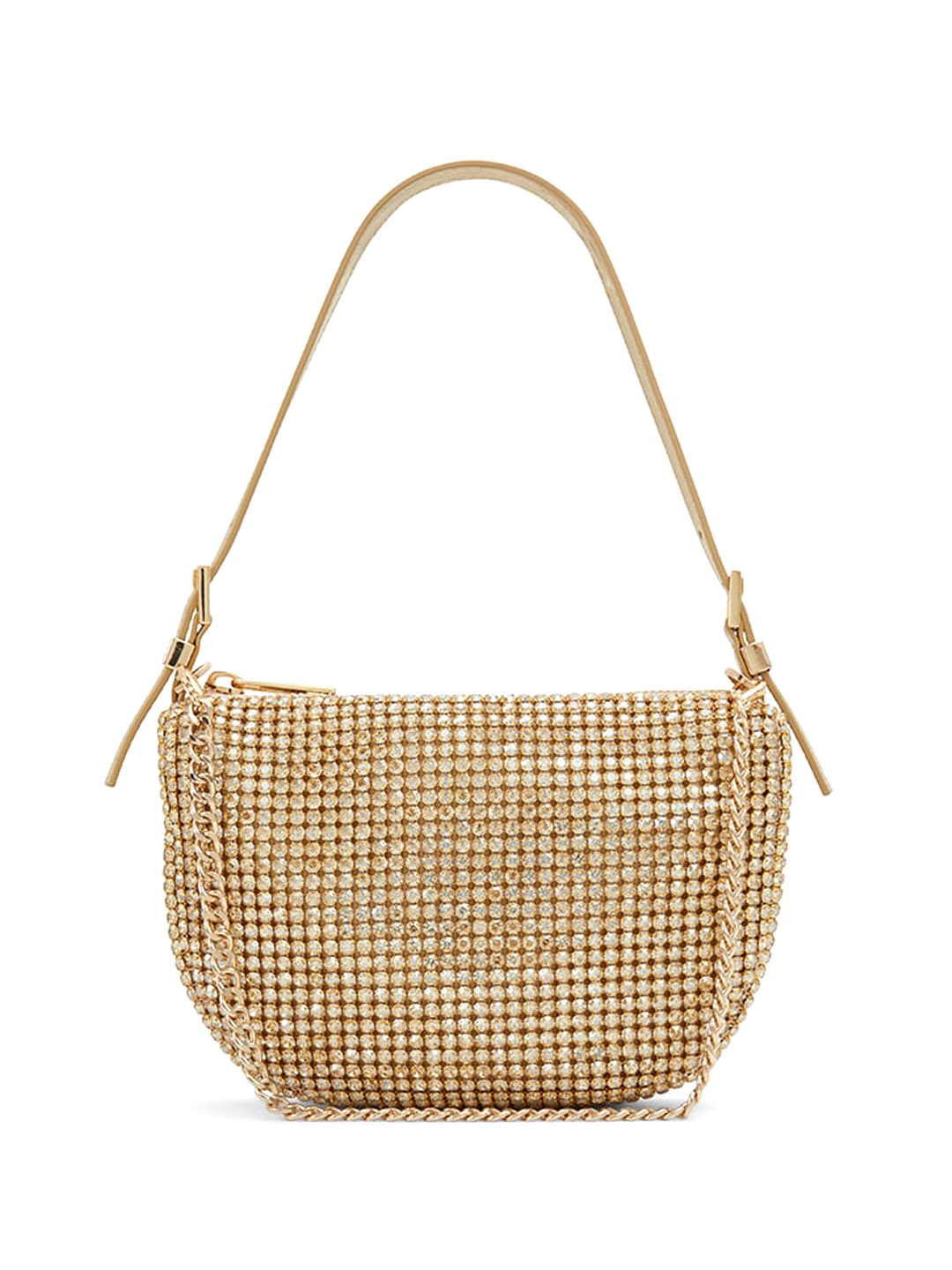 

ALDO Checked Structured Handheld Bag with Cut Work, Gold