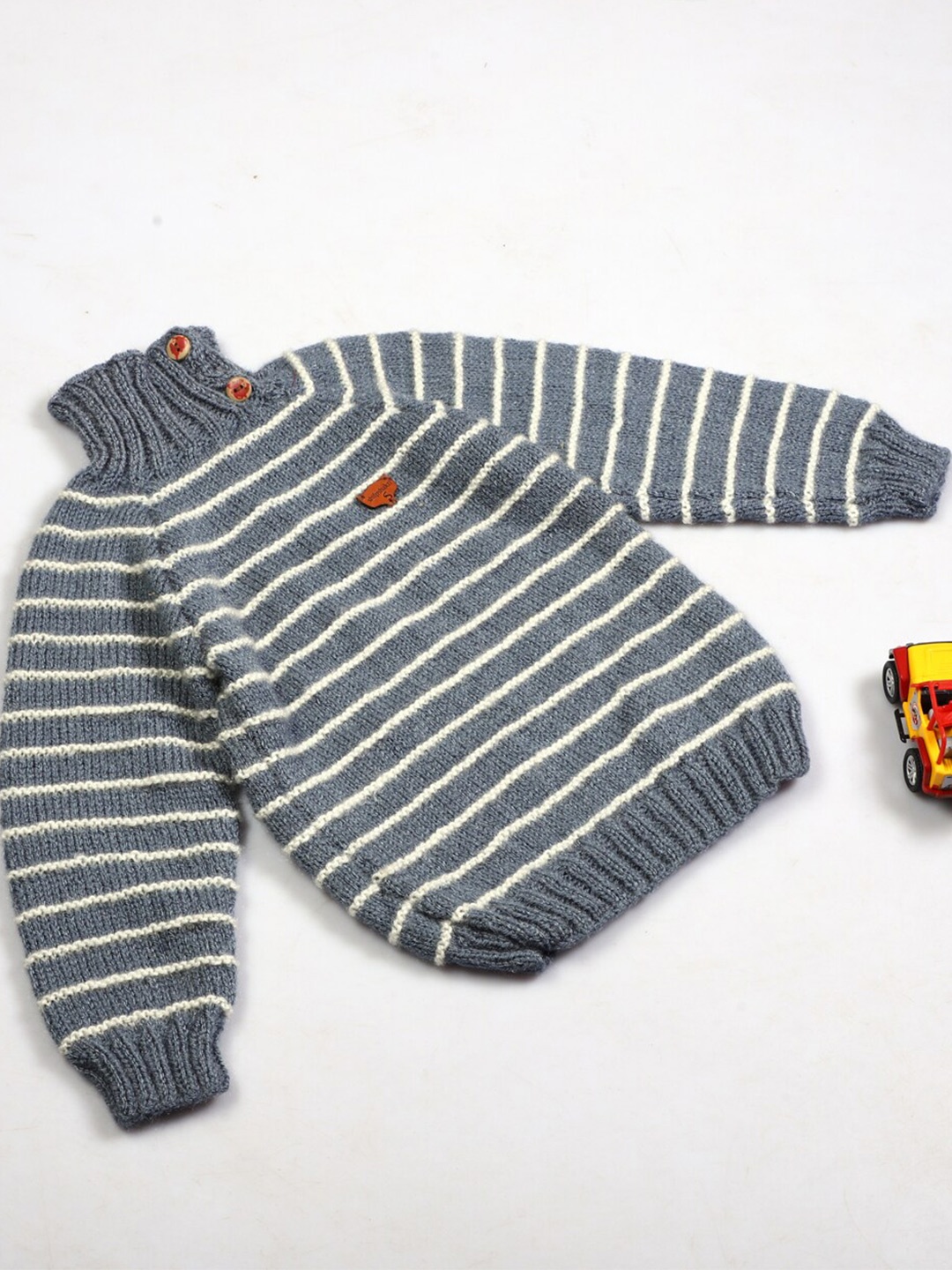 

ShilpShakti Unisex Kids Acrylic Striped Pullover Sweater, Grey